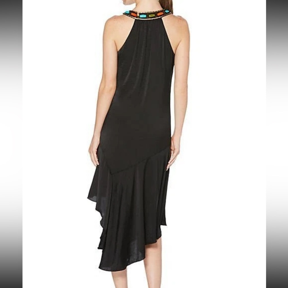 Laundry by Shelli Segal Beaded Elegant Black Asymmetrical Dress - Picture 2 of 6